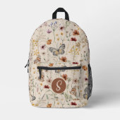 Monogram Boho Bedruckter Rucksack (Vorderseite)