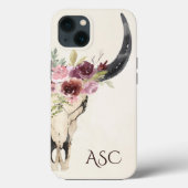 Monogram Boho Bläserschädel auf Creme Background Case-Mate iPhone Hülle (Rückseite)
