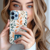 Monogram Boho Blume Blatt iPhone Case
