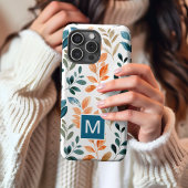 Monogram Boho Blume Blatt iPhone Case