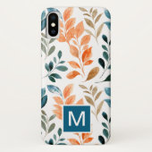 Monogram Boho Blume Blatt iPhone Case (Rückseite)