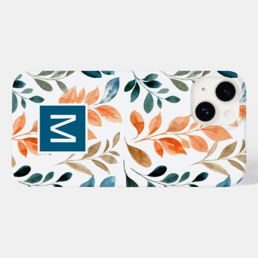 Monogram-Boho-Blume Case-Mate iPhone Hülle (Rückseite (Horizontal))