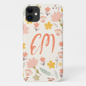 Monogram Boho Blume iPhone Case (Rückseite)