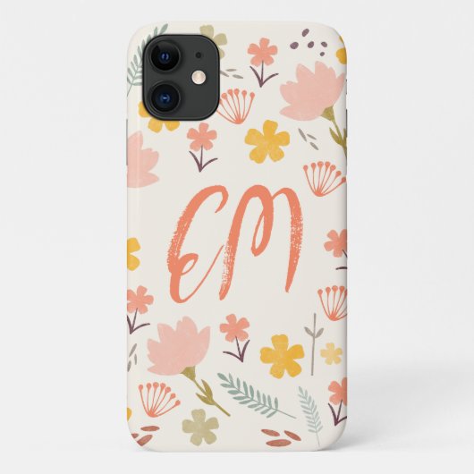 Monogram Boho Blume iPhone Case (Rückseite)