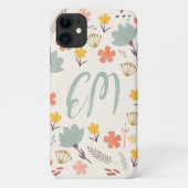 Monogram Boho Blume iPhone Case (Rückseite)