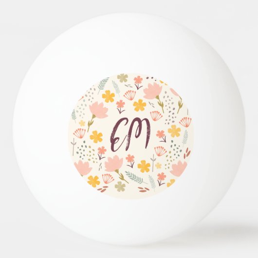 Monogram-Boho-Blume Tischtennisball (Vorderseite)