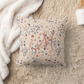 Monogram Boho Blush Pink Beige Coral Wildblume Kissen (Decke)