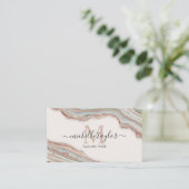 Monogram Boho Earth Tones Agate Blush Pink Visitenkarte (Stehend Vorderseite)