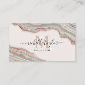 Monogram Boho Earth Tones Agate Blush Pink Visitenkarte (Vorderseite)
