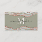 Monogram Boho Earth Tones Agate Sage Green Visitenkarte (Vorderseite)