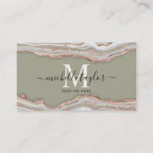 Monogram Boho Earth Tones Agate Sage Green