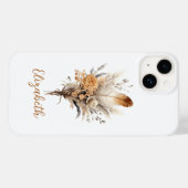 Monogram Boho Floral Brown Beige Weiß Grau Case-Mate iPhone Hülle (Rückseite (Horizontal))