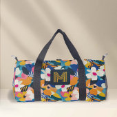 Monogram boho floral Retro 70 Style Dance Duffle Bag