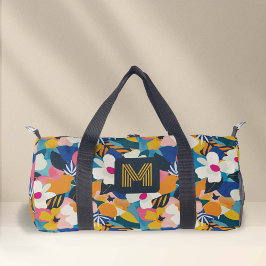 Monogram boho floral Retro 70 Style Dance Duffle Bag