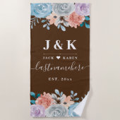 Monogram Boho Floral Wedding Strandtuch (Vorderseite)