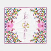Monogram Boho Foliage Hibiskus Fleece Blanket (Vorderseite (Horizontal))