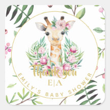 Monogram Boho Giraffe Baby Dusche Floral Favor Tag