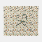 Monogram Boho Leaves Botanical Brown Green Beige Fleecedecke (Vorderseite (Horizontal))