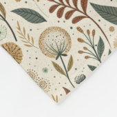 Monogram Boho Leaves Botanical Brown Green Beige Fleecedecke (Ecke)