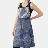 Monogram Boho Moody Denim Blue Mandalases & Stripe Schürze (InSitu)