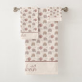 Monogram Boho Rainbow Abstrakt Beige Creme Pink Badhandtuch Set (Insitu)