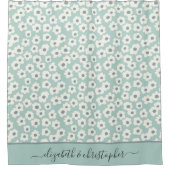 Monogram Boho Sage Green White Grey Floral Duschvorhang (Vorderseite)