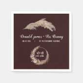 Monogram Boho Terracotta Burnt Braun Hochzeit Napk Serviette (Vorderseite)