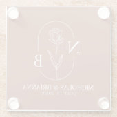 Monogram Boho Terracotta Burnt Orange Wedding Glasuntersetzer (Rückseite)