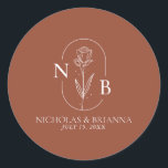 Monogram Boho Terracotta Burnt Orange Wedding Runder Aufkleber<br><div class="desc">Monogram Boho Terracotta Burnt Orange Wedding Classic Round Sticker. (Monogramm Vektor,  konstruiert von Pikisuperstar)</div>