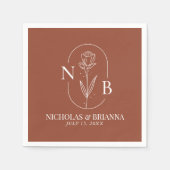 Monogram Boho Terracotta Burnt Orange Wedding Serviette (Vorderseite)