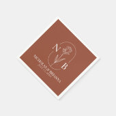 Monogram Boho Terracotta Burnt Orange Wedding Serviette (Ecke)