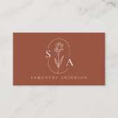 Monogram Boho Terracotta QR Code Modern Visitenkarte (Vorderseite)
