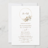 Monogram Boho Tropical Pampas Grass Wedding Invita Einladung (Vorderseite)