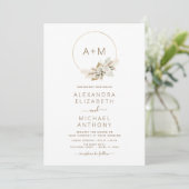 Monogram Boho Tropical Pampas Grass Wedding Invita Einladung (Stehend Vorderseite)