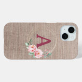 Monogram Boho Wasserfarbe Blume Case-Mate iPhone Hülle (Rückseite (Horizontal))
