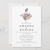 Monogram Boho Wedding Einladung (Vorderseite)