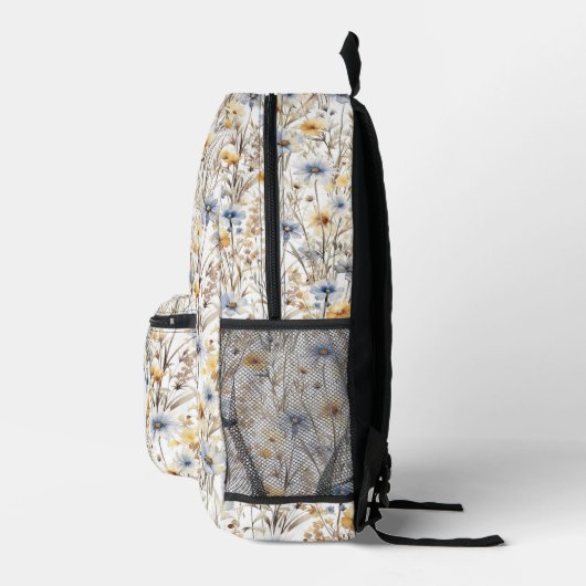 Monogram-Boho-Wildblume Bedruckter Rucksack (Rechts)