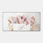 Monogram Boho Wildblume Watercolor Schreibtischunterlage (Vorderseite)