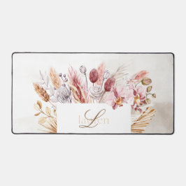 Monogram Boho Wildblume Watercolor Schreibtischunterlage