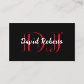 Monogram Bold Black & Red Beruflich DJs Visitenkarte (Vorderseite)