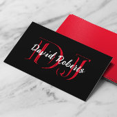 Monogram Bold Black & Red Beruflich DJs Visitenkarte
