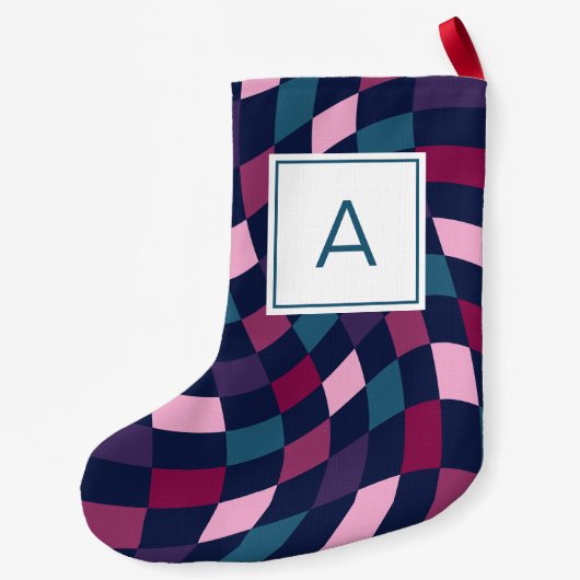 Monogram Bold Checked Pattern Kleiner Weihnachtsstrumpf (Rückseite)
