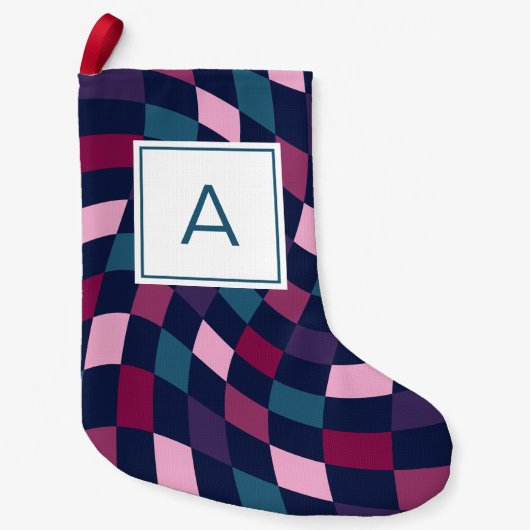 Monogram Bold Checked Pattern Kleiner Weihnachtsstrumpf (Vorderseite)