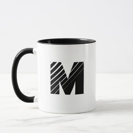 Monogram Bold Modern Black White Mug Tasse (Links)
