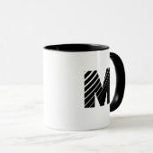Monogram Bold Modern Black White Mug Tasse (VorderseiteRechts)