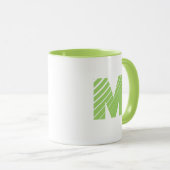 Monogram Bold Modern Lime Green White Mug Tasse (VorderseiteRechts)