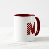 Monogram Bold Modern Maroon White Mug Tasse (VorderseiteRechts)