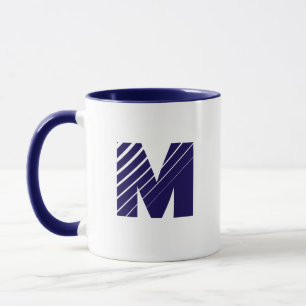 Monogram Bold Modern Navy Blau Weiße Tasse