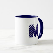 Monogram Bold Modern Navy Blau Weiße Tasse (VorderseiteRechts)