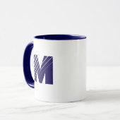 Monogram Bold Modern Navy Blau Weiße Tasse (Vorderseite Links)